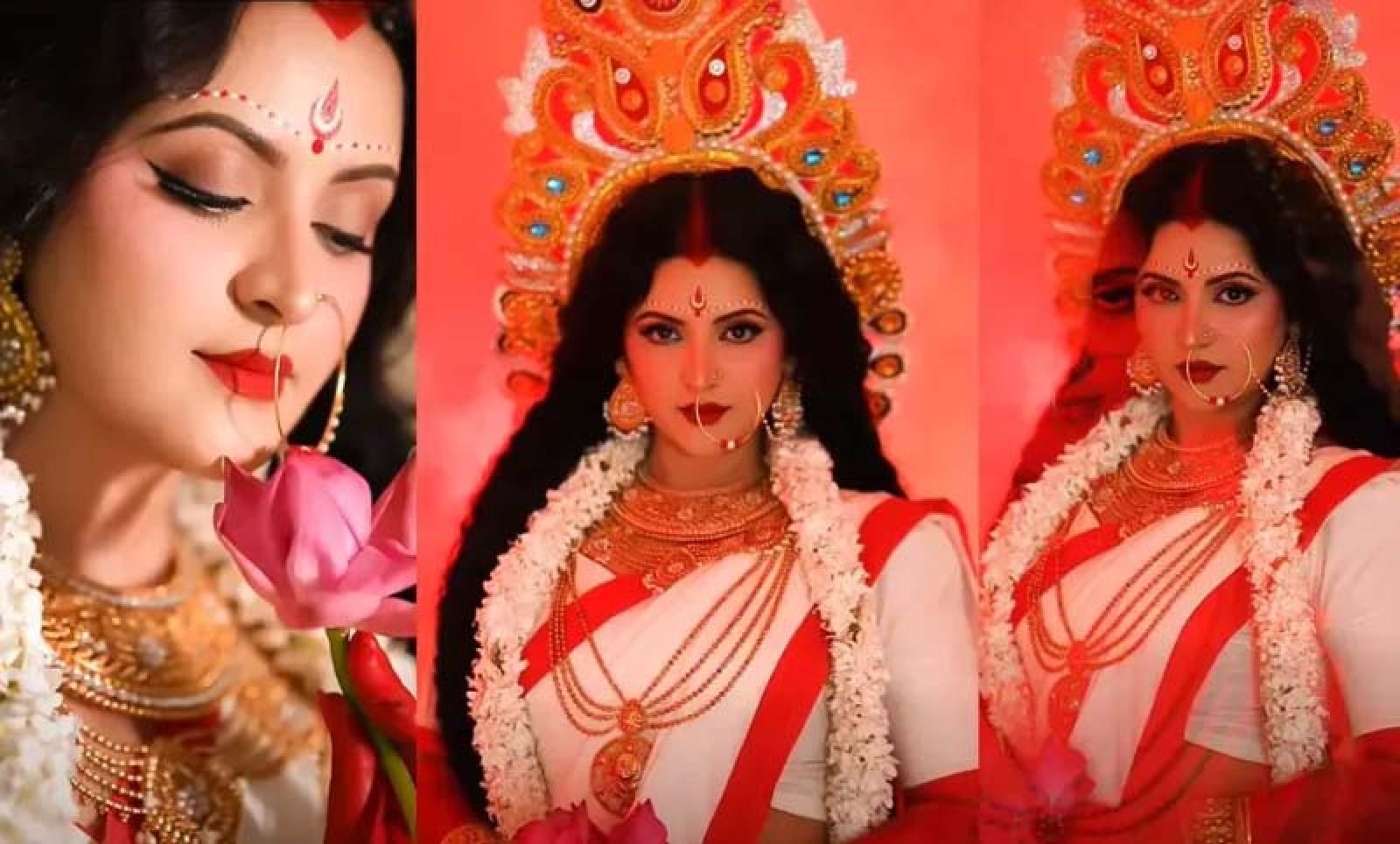 দেবী দুর্গার সাজে  রূপে হাজির হলেন অভিনেত্রী পরীমনি
