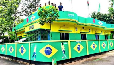 বিশ্বকাপের নতুন আকর্ষণ আখাউড়ার ‘ব্রাজিল বাড়ি’