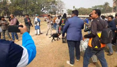 রাজশাহীতে তারেক রহমানের আগমন উপলক্ষে প্রস্তুত সভামঞ্চ